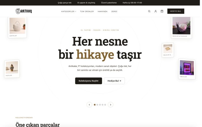 Artiviq — kurduğumuz e-ticaret sitesi